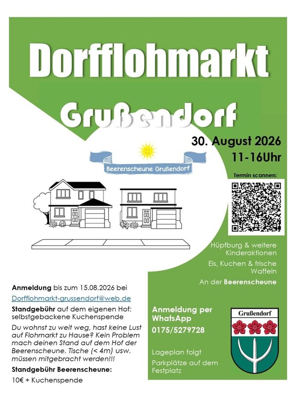 Bild vergr&ouml;&szlig;ern: Dorfflohmarkt Grußendorf 30.08.2026